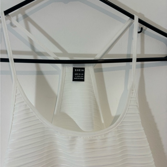 SHEIN Women’s Large Racer Back White Tank Top Spaghetti Strap Thin Scoop Casual - Picture 5 of 7